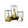 Ornamentos de pirâmide geométrica criativa com material de ferro